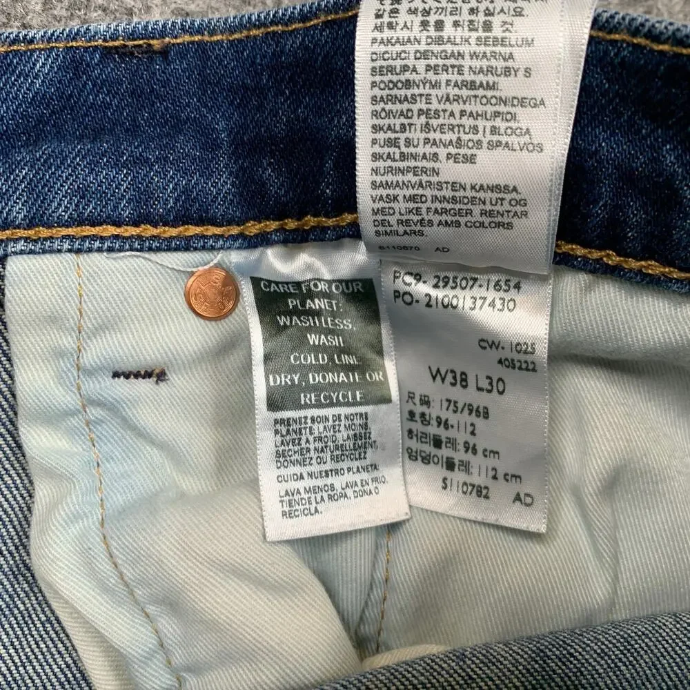 Levis Jeans Mens 38 Blue 502 Taper Selvedge Premium Denim Big E Medium Wash 2025